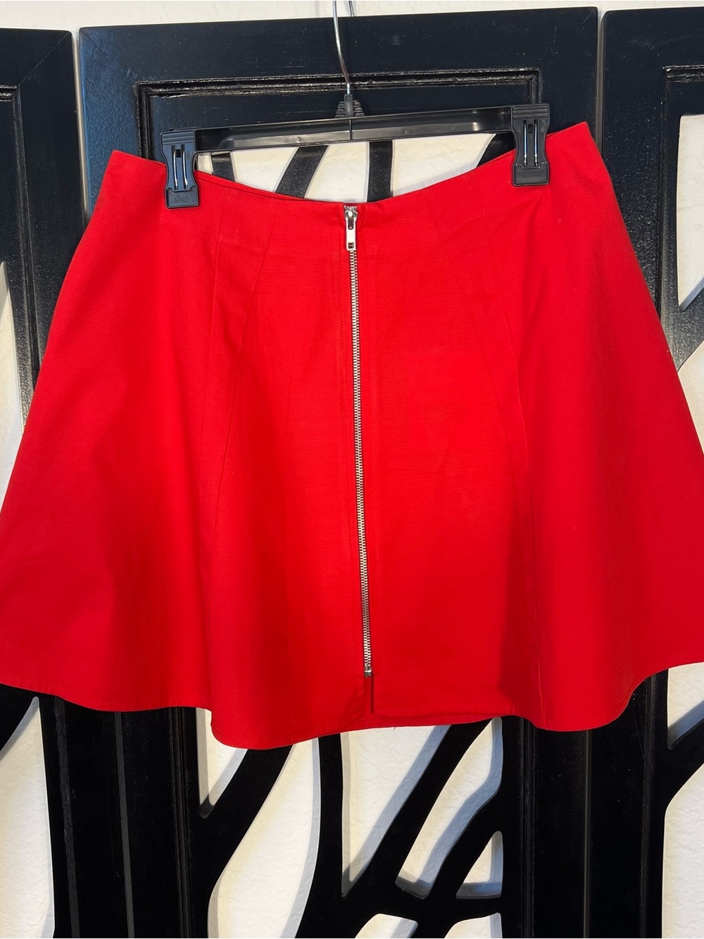 Naf Naf Paris Women's Red Flared Retro Front Zipper Women's Skirt Size 38 NWT